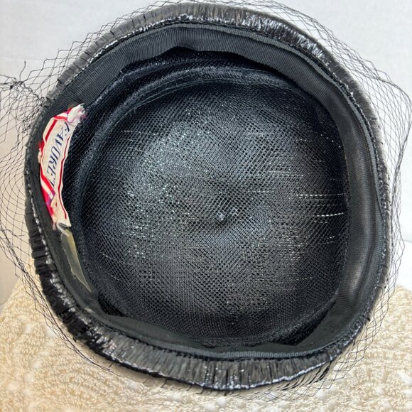 Vintage 50’s Favorette Blk Shiny Straw Hat main image 9